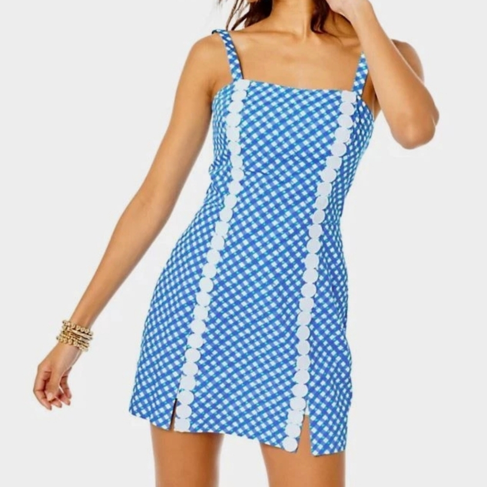 Lilly Pulitzer Blue and White Embriodered Dress Romper Size 00P NWT